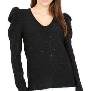 Lilly Pulitzer Black V-Neck Sweater Navita eeuc sequin medium